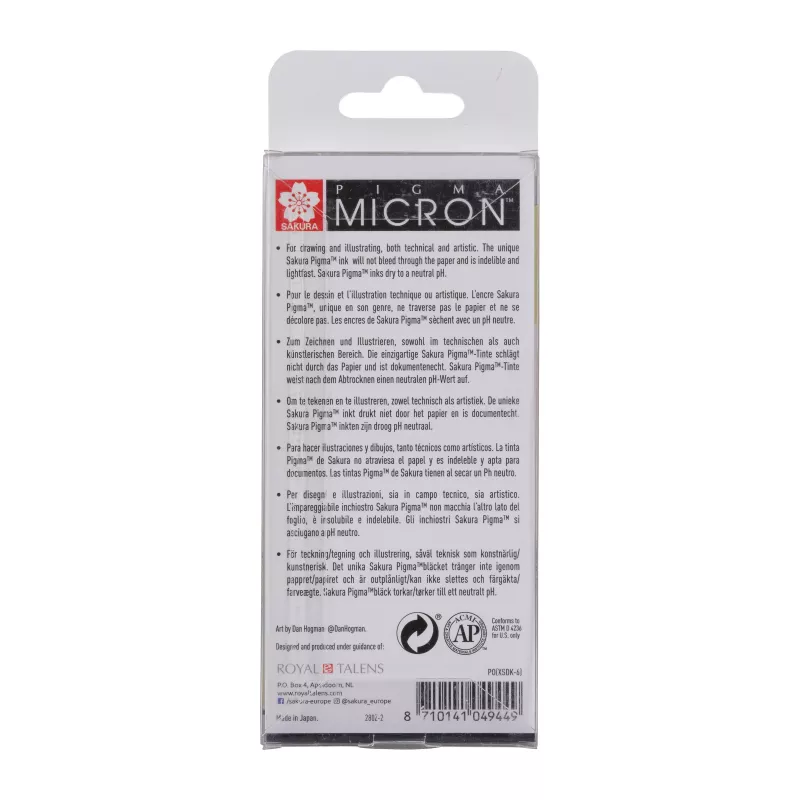 Sakura Pigma Micron Fineliner rašiklių rinkinys 6 vnt. juodi