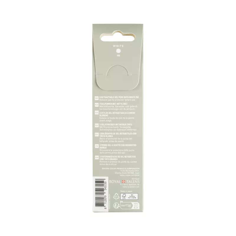 Sakura Gelly Roll Retractable Classic gelinis rašiklis skaidrus 0.45 mm baltais rašalais