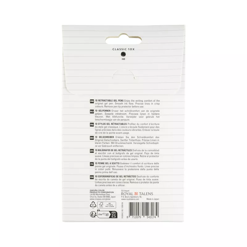 Sakura 9+1 Free Gelly Roll Retractable Classic Gel Pen Transparent 0.4 mm Black Ink 10-Pack