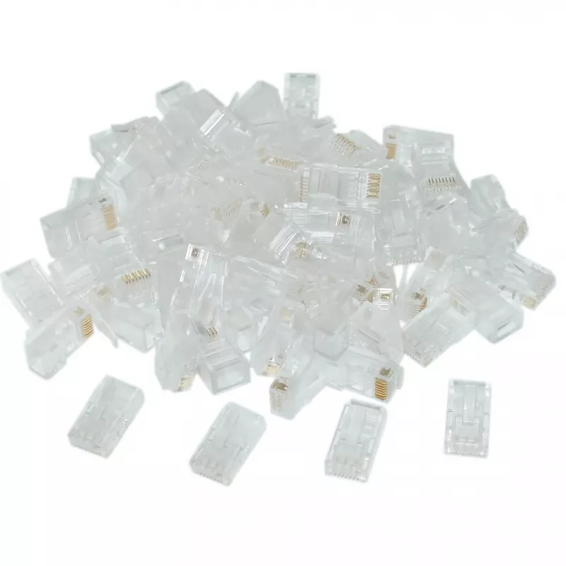 Gembird LC-8P8C-002/50 RJ-45 modulinis kištukas, permatomas, su paauksuotais kontaktais, 50 vnt. pakuotė