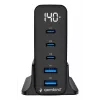 Gembird TA-UC-2A3C-PD140-01-BK GaN 5 prievadų USB-C ir USB-A greitasis įkroviklis, 140 W, juodas
