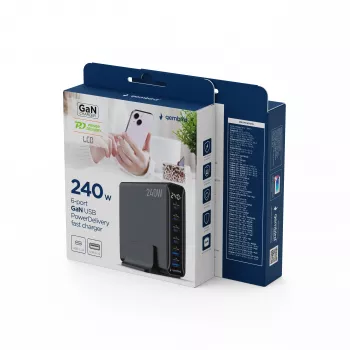 Gembird TA-UC-2A4C-PD240-01-BK 6 prievadų USB įkroviklis 240W GaN juodas