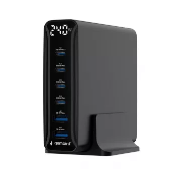 Gembird TA-UC-2A4C-PD240-01-BK 6 prievadų USB įkroviklis 240W GaN juodas