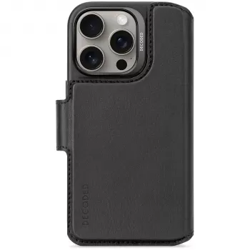 Decoded Leather Detachable Wallet, skirta iPhone 16 Pro – juoda