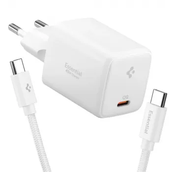 SPIGEN EE451EU Essential 1-Port Network Charger 45W + USB-C Cable White