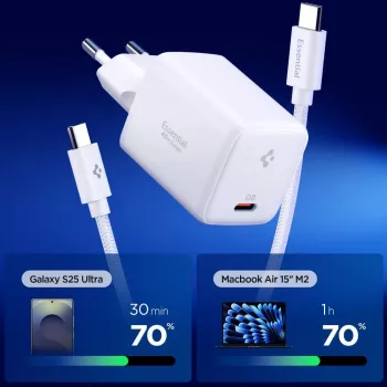 SPIGEN EE451EU Essential 1-Port Network Charger 45W + USB-C Cable White