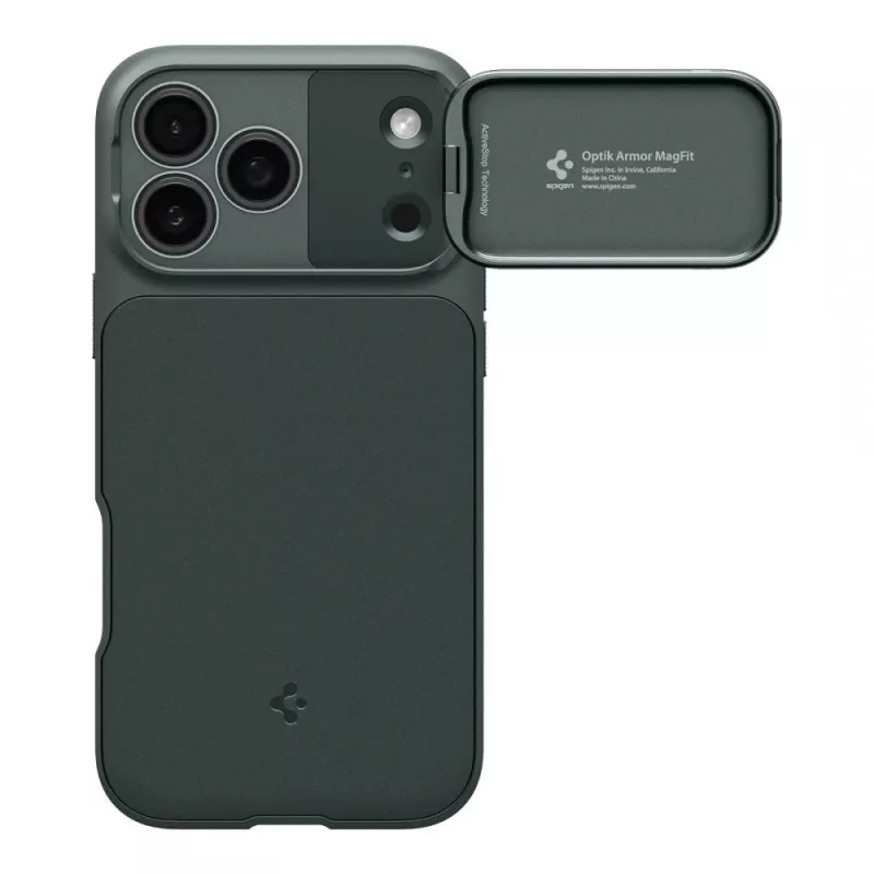 Spigen Optik Armor MagFit dėklas iPhone 17 Pro Max, suderinamas su MagSafe, Abyss Green spalvos (ACS09901)