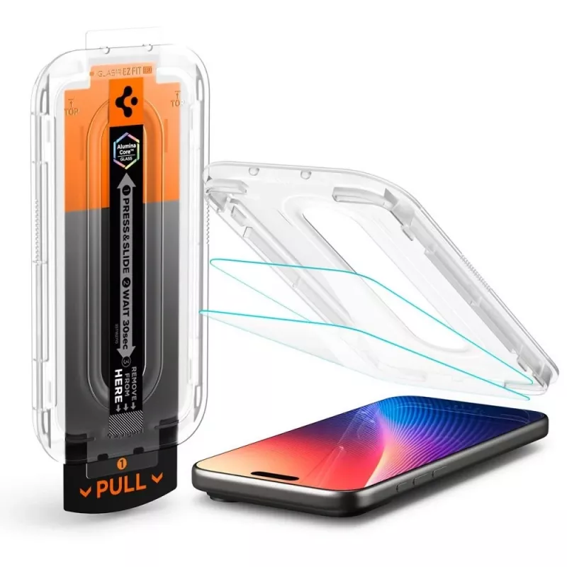 Spigen GLAS.TR EZ Fit Pro Grūdinto stiklo ekrano apsauga, skirta Apple iPhone 16 Pro Max / 17 Pro Max, permatoma, 2 vnt.