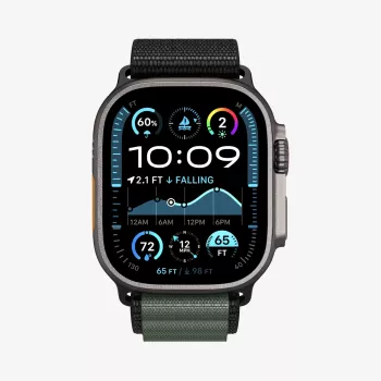 Spigen Rugged Armor Pro WBF1 diržas su dėklu, skirtas Apple Watch 44/45/46/49mm, juodas/žalias