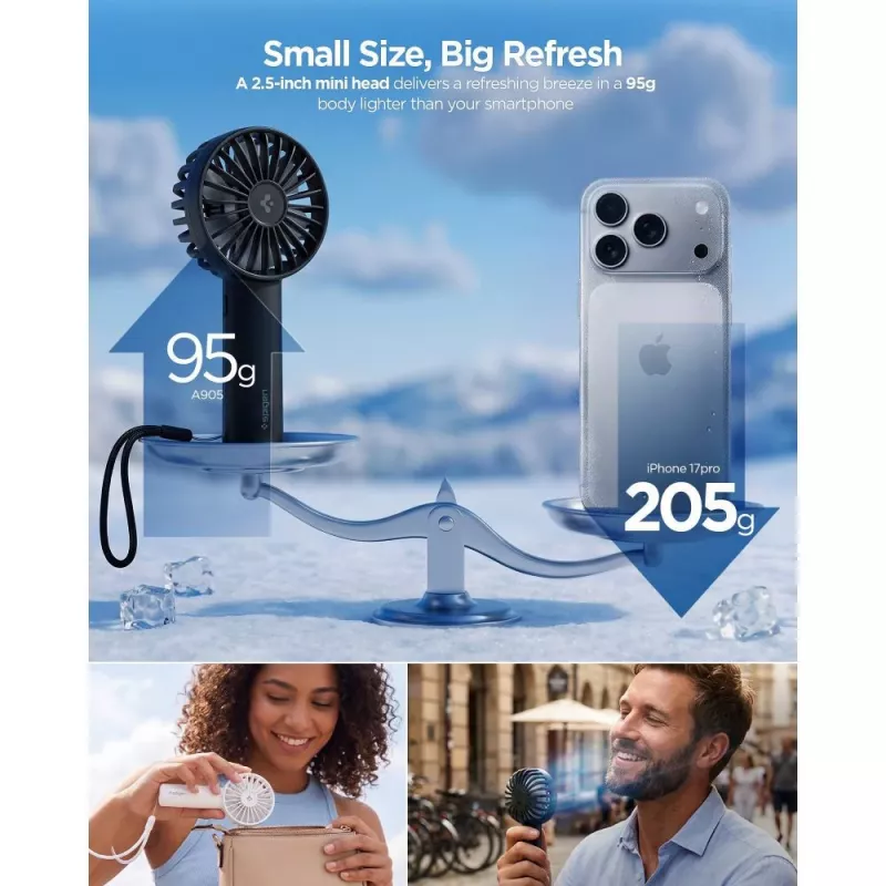 SPIGEN A905 Mini Portable Handheld Fan Black