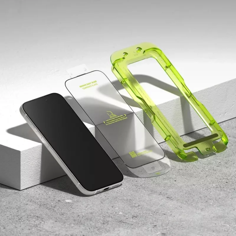 Ringke Easy Slide Grūdinto stiklo apsauginis ekrano stiklas 2 vnt., skirtas Apple iPhone 17 - juodas