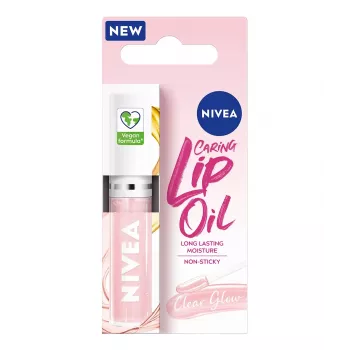 NIVEA Caring Lip Oil Clear Glow drėkinantis lūpų aliejus 5.5 ml