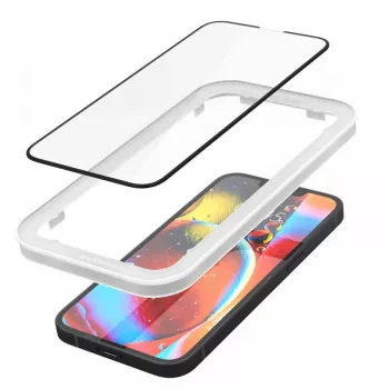 Spigen AlignMaster Glass Full Coverage Screen Protector, skirta Apple iPhone 13/13 Pro/14/16E/17E, juoda (2 vnt.)