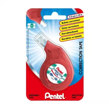 Pentel korekcinė juosta XZTN14BW 4,2 mm balta juosta permatomas mėlynai žalias dozatorius su papildymo galimybe