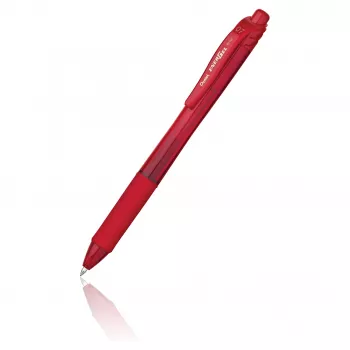 Pentel EnerGel X ištraukiamas gelinis rašiklis – raudonas rašalas, 0,7 mm, raudonas permatomas korpusas