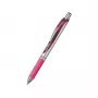Pentel EnerGel Xm įtraukiamas gelinis rašiklis – rožinis rašalas, rožinis korpusas, sidabrinės detalės, 0,35 mm adatinis antgalis