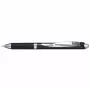 Pentel BLP77-AX įtraukiamas gelinis rašiklis – juodas rašalas, 0,7 mm, pigmentinis, juodas korpusas, sidabrinis segtukas, dėžutė