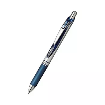 Pentel EnerGel XM įtraukiamas gelinis rašiklis - tamsiai mėlynas rašalas - ypač plonas 0,35 mm - tamsiai mėlynas korpusas - sidabrinis segtukas