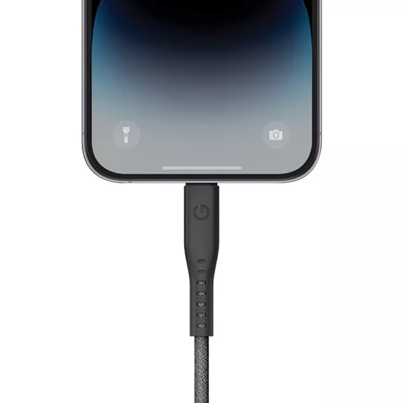 ENERGEA Flow USB-C to Lightning kabelis 1,5 m juodas 60 W 3 A PD greitasis įkrovimas MFi sertifikuotas