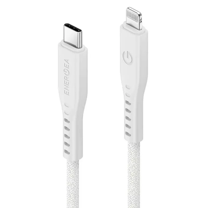 ENERGEA Flow USB-C to Lightning kabelis 1,5 m baltas 60 W 3 A PD greitasis įkrovimas MFi