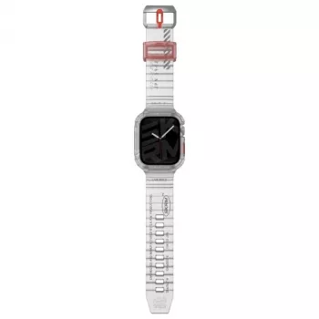 SKINARMA Saido 2-in-1 Case and Strap for Apple Watch 45/44mm, Clear/Transparent