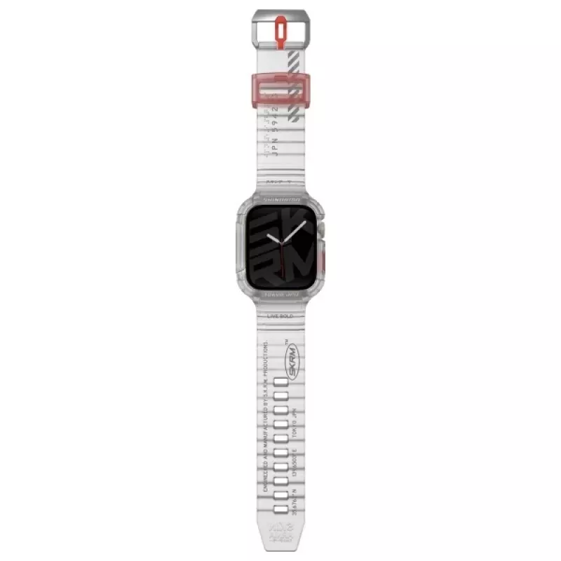 SKINARMA Saido 2-in-1 Case and Strap for Apple Watch 45/44mm, Clear/Transparent