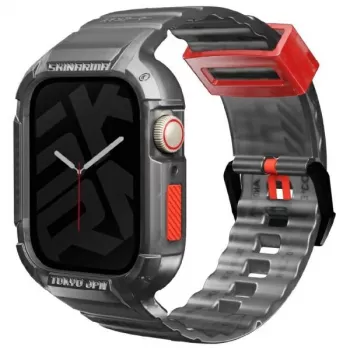 Skinarma Saido 2-in-1 Strap & Case, Apple Watch 45/44mm, Smoke