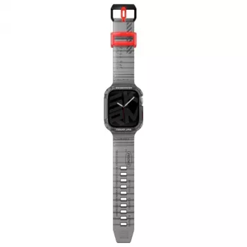 Skinarma Saido 2-in-1 Strap & Case, Apple Watch 45/44mm, Smoke