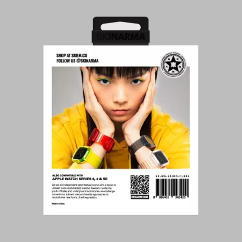 Skinarma Saido 2-in-1 Strap & Case, Apple Watch 45/44mm, Smoke