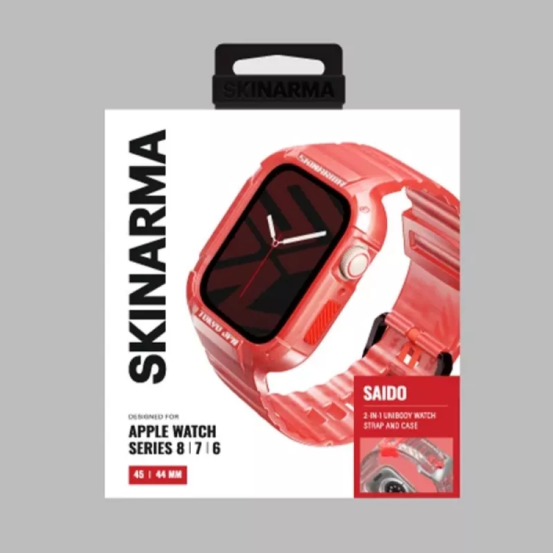 Skinarma Saido 2-in-1 Strap and Case for Apple Watch 45/44mm Red