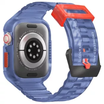 Skinarma Saido 2-in-1 dėklas su integruotu dirželiu, skirtas Apple Watch 45/44 mm, tamsiai mėlynas