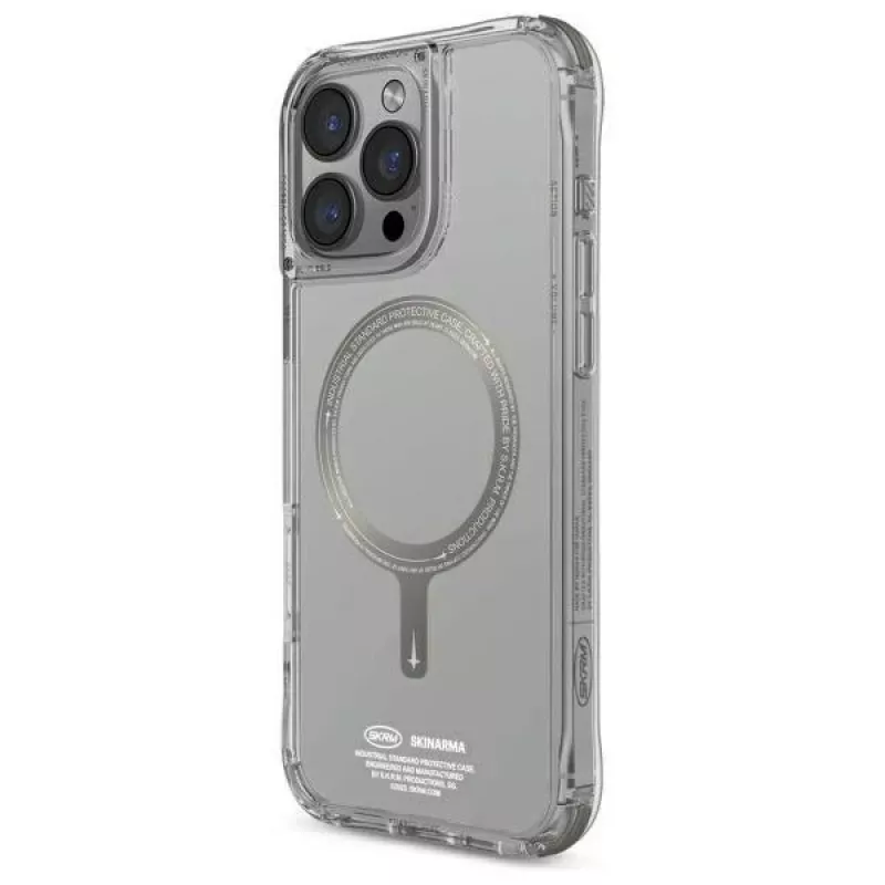 Skinarma Saido Dėklas, skirtas iPhone 16 Pro 6,3 colio, su magnetiniu įkrovimu, titano spalvos