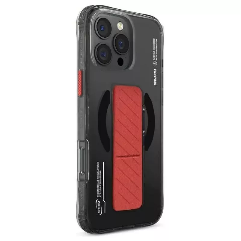 Skinarma Axon Dėklas, skirtas iPhone 16 Pro 6,3 colio, su magnetiniu įkrovimu ir rankenos stovu, juodas