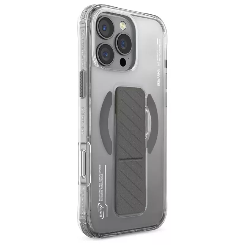 Skinarma Axon Dėklas, skirtas iPhone 16 Pro Max 6,9 colio, magnetinis įkrovimas + laikymo stovas, titano spalvos