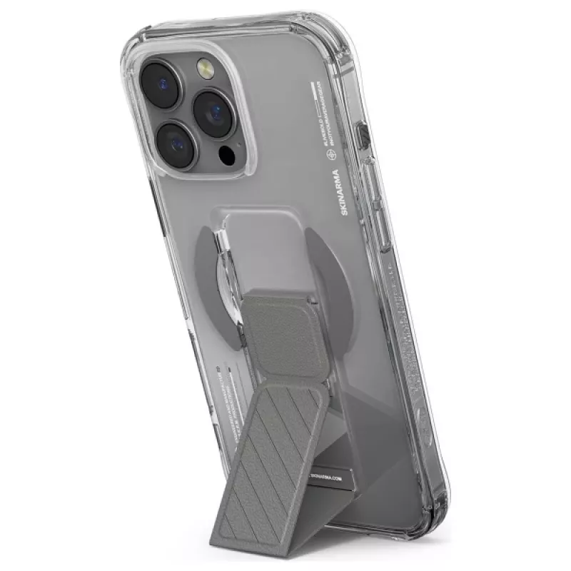 Skinarma Axon Dėklas, skirtas iPhone 16 Pro Max 6,9 colio, magnetinis įkrovimas + laikymo stovas, titano spalvos