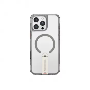 Skinarma Helix Dėklas, skirtas iPhone 16 Pro, su magnetiniu įkrovimu ir 360° besisukančiu stovu, Titanium