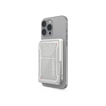 „Skinarma Nexus Mecha“ magnetinis maitinimo blokas su stovu, 5000 mAh, 20 W PD USB-C, MagSafe, šviesiai pilkas