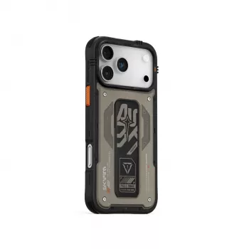 Skinarma Aegis Dėklas, skirtas iPhone 17 Pro, magnetinis įkrovimas + sukibimo stovas, pilka
