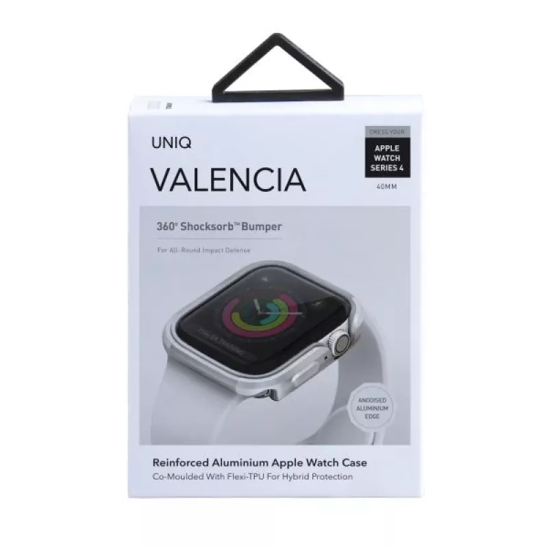 UNIQ Valencia Case Apple Watch Series 4/5/6/SE/SE3 40mm – titano sidabras