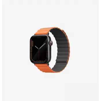 UNIQ Revix Reversible Magnetic Strap for Apple Watch Series 1/2/3/4/5/6/7/8/9/SE/SE2/SE3/Ultra/Ultra 2/Ultra 3 42/44/45/49mm - Grey/Orange