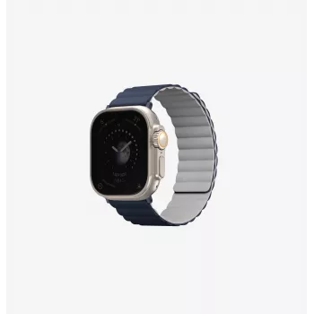 UNIQ Revix Reversible Magnetic Strap for Apple Watch Series 1/2/3/4/5/6/7/8/9/SE/SE2/SE3/Ultra/Ultra 2/Ultra 3 42/44/45/49mm - Grey/Orange