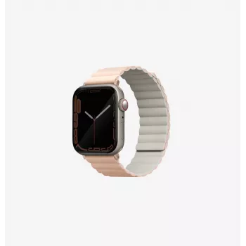 UNIQ Revix Reversible Magnetic Strap for Apple Watch Series 1/2/3/4/5/6/7/8/9/SE/SE2/SE3/Ultra/Ultra 2/Ultra 3 42/44/45/49mm, Pink-Beige