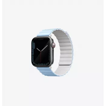 UNIQ Revix Reversible Magnetic Strap, Apple Watch Series 1/2/3/4/5/6/7/8/9/SE/SE2/SE3 38/40/41mm, White-Blue
