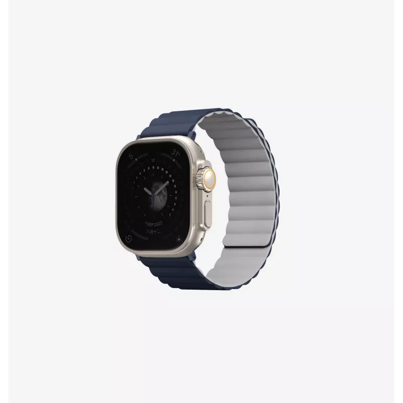 UNIQ Revix Reversible Magnetic Strap, Apple Watch Series 1/2/3/4/5/6/7/8/9/SE/SE2/SE3 38/40/41mm, White-Blue