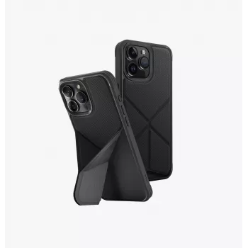 UNIQ Transforma Dėklas, skirtas iPhone 15 Pro Max 6,7 colio, su MagClick įkrovimu ir stovu, juodas kaip juodmedis