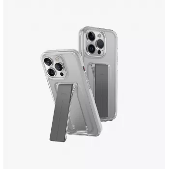 UNIQ Heldro Mount with Stand Case, skirta iPhone 15 Pro Max 6,7 colio, Lucent Clear