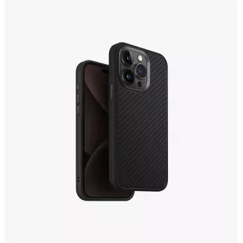 UNIQ Keva Dėklas, skirtas iPhone 15 Pro Max 6,7 colio, Magclick įkrovimui, anglies juodos spalvos