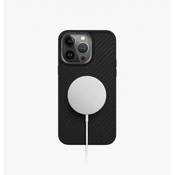 UNIQ Keva Dėklas, skirtas iPhone 15 Pro Max 6,7 colio, Magclick įkrovimui, anglies juodos spalvos