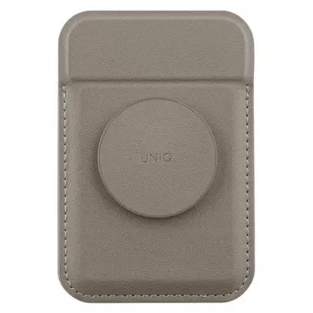 UNIQ Flixa Magnetinė Kortelių Piniginė su Pėdeliu Flint Grey MagSafe