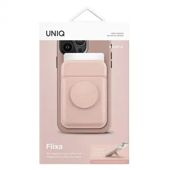 UNIQ Flixa Magnetinė kortelių piniginė su atlenkiama kojelė Blush Pink MagSafe
